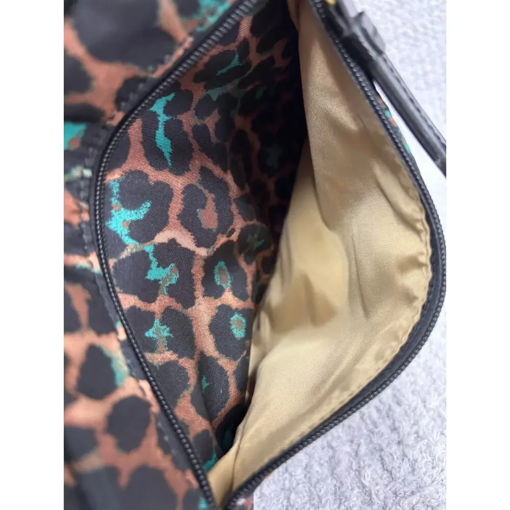 Coach Nylon Black Teal Big Cat Print Crossbody Purse F77479 #76920